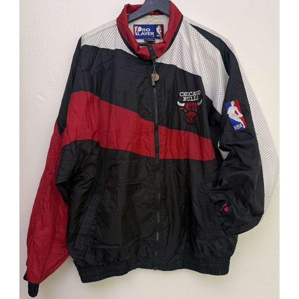 Vintage Pro Player NBA Chicago Bulls Windbreaker Jacket Sz L